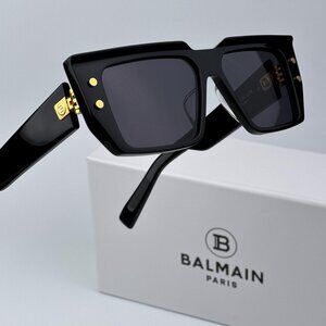 Balmain B-VI BPS-121A-54 Men BRAND NEW Sunglasses Titanium Black Gold Grey